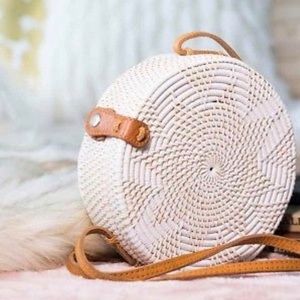 White Bamboo Rattan Bogo Crossbody Bag
